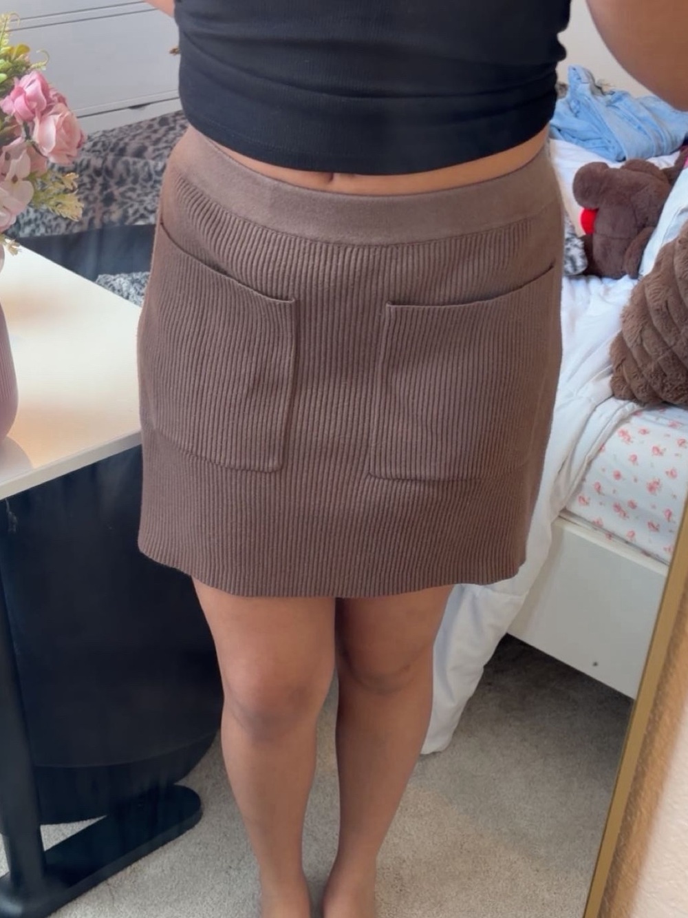 Brown Knit mini skirt